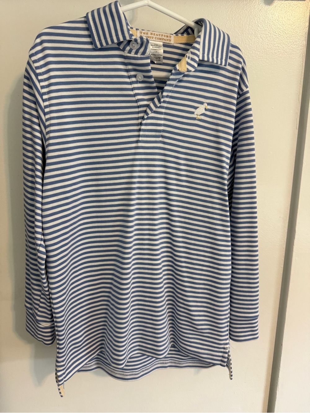 The Beaufort Bonnet Company Blue & White Striped Long Sleeve Polo